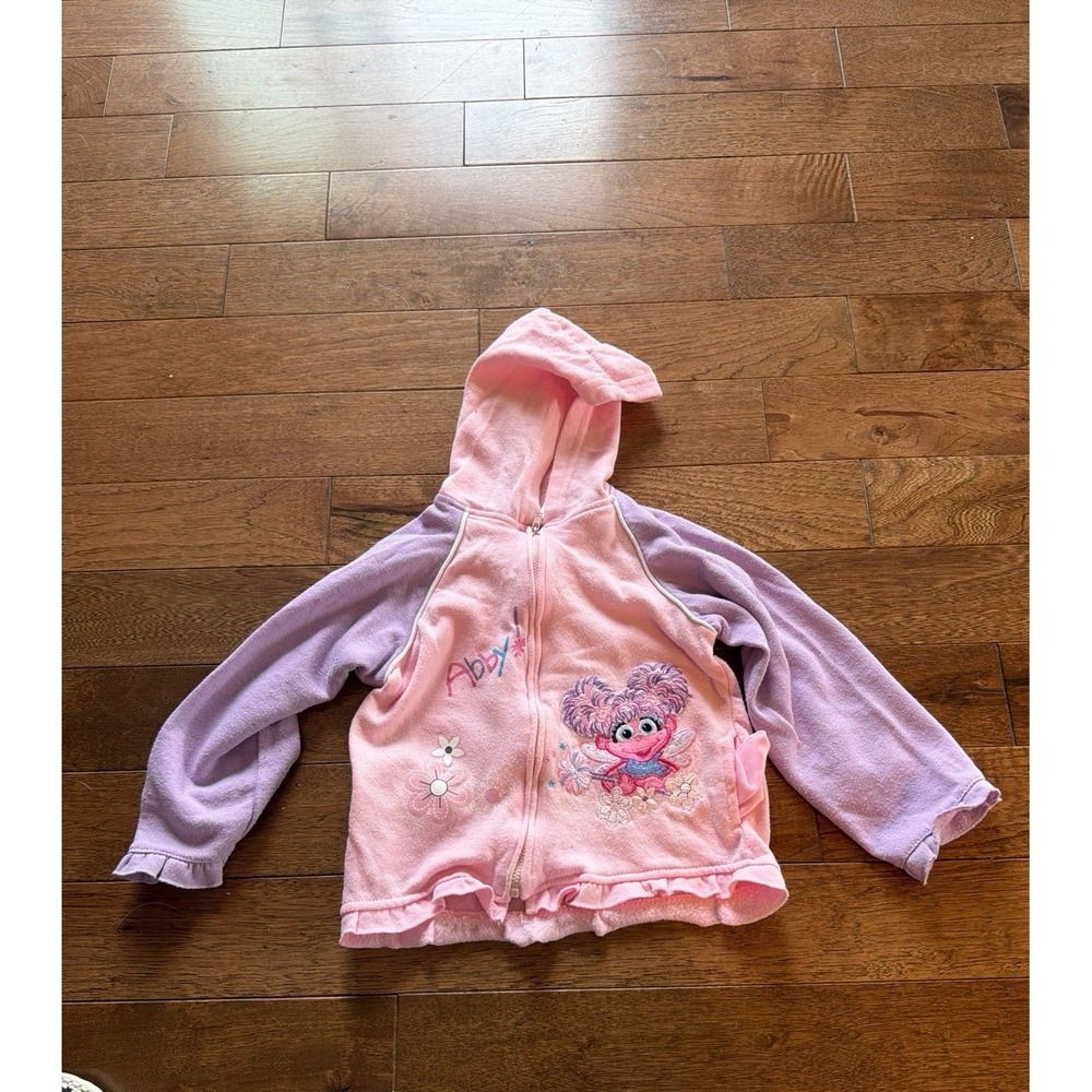 Sesame Street Abby Cadabby Pink Zip Up Hooded Sweatshirt 2008 Vintage 5T